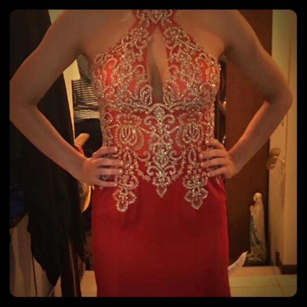 One of a Kind Royal Red Jovani Keyhole Prom Dress